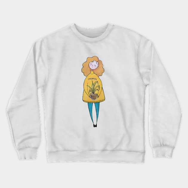 Girl with a plant Crewneck Sweatshirt by pufilci